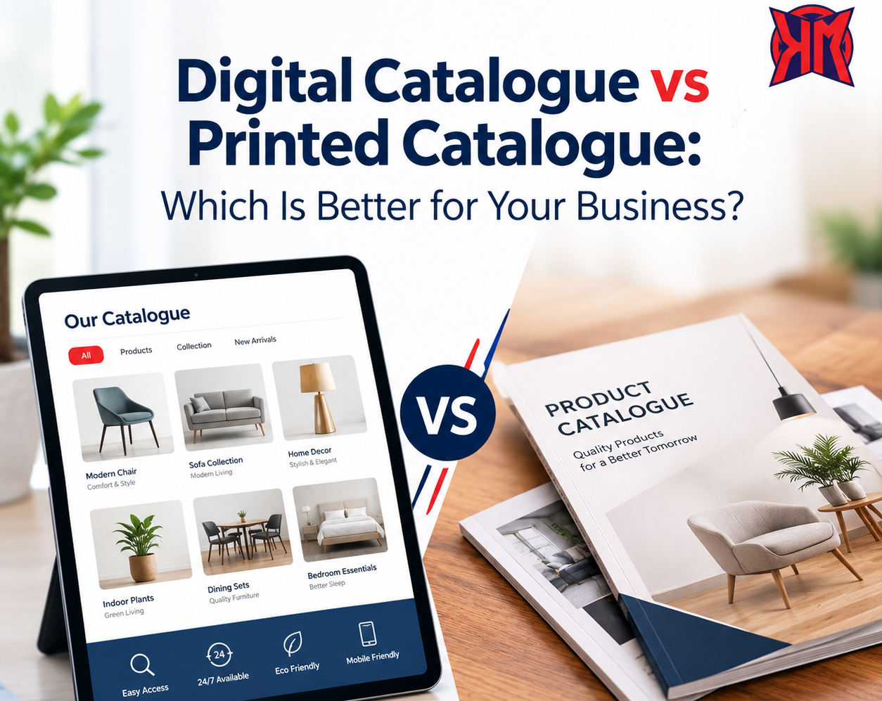 Digital catalogue and printed catalogue comparison for businesses